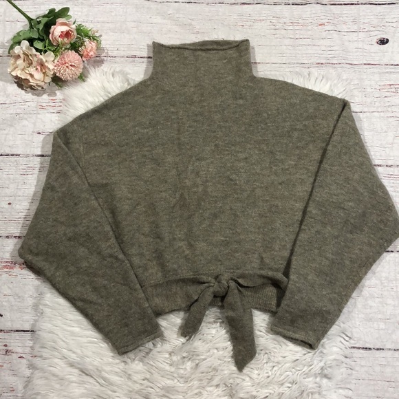 Aritzia Sweaters - - Aritzia Wilfred Lorin Tie Front Alpaca Wool Blend Tan Mockneck Sweater